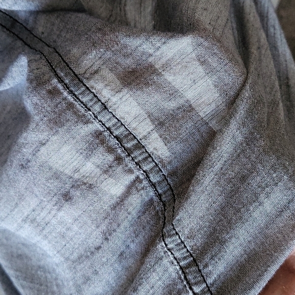 Maurices semi sheer gray button down top with crinkle sleeves - Picture 6 of 12